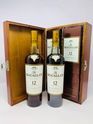 2 X MACALLAN 12 YEAR OLD SHERRY OAK'S WITH WOODEN CASE 2 X MACALLAN 12 YEAR OLD SHERRY OAK'S WITH WOODEN CASE