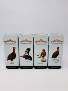 4 X FAMOUS GROUSE WHISKY MINIATURES WITH TINS