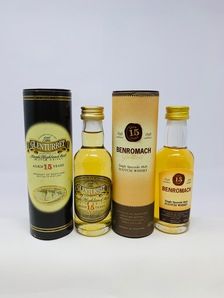 BENROMACH & GLENTURRET 15 YEAR OLD WHISKY MINIATURES 