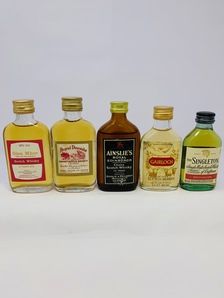 5 X WHISKY MINIATURES (FLATS) 5 X WHISKY MINIATURES (FLATS)