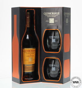 GLENMORANGIE ORIGINAL 10 YEAR OLD WITH GLASSES