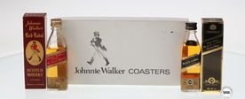 JOHNNIE WALKER WHISKY MINIATURES AND COASTERS JOHNNIE WALKER WHISKY MINIATURES AND COASTERS