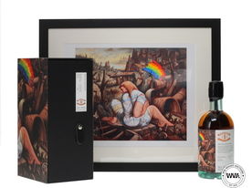 MACALLAN 33 YEAR OLD 1990 - THE WORLD IS ON FIRE SERIES NO.2 - BURNOBENNIE X PETER HOWSON WITH SIGNED PRINT MACALLAN 33 YEAR OLD 1990 - THE WORLD IS ON FIRE SERIES NO.2 - BURNOBENNIE X PETER HOWSON WITH SIGNED PRINT