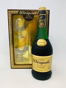 BISQUIT V S O P FINE CHAMPAGNE COGNAC WITH GLASSES