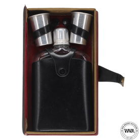 Leather Bound Glass Hip Flask Shot Cups