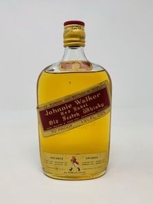 JOHNNIE WALKER RED LABEL 1960 S FLASK BOTTLE 13 1 3 FLOZS
