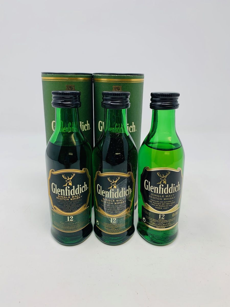 3 X GLENFIDDICH 12 YO WHISKY MINIATURES 