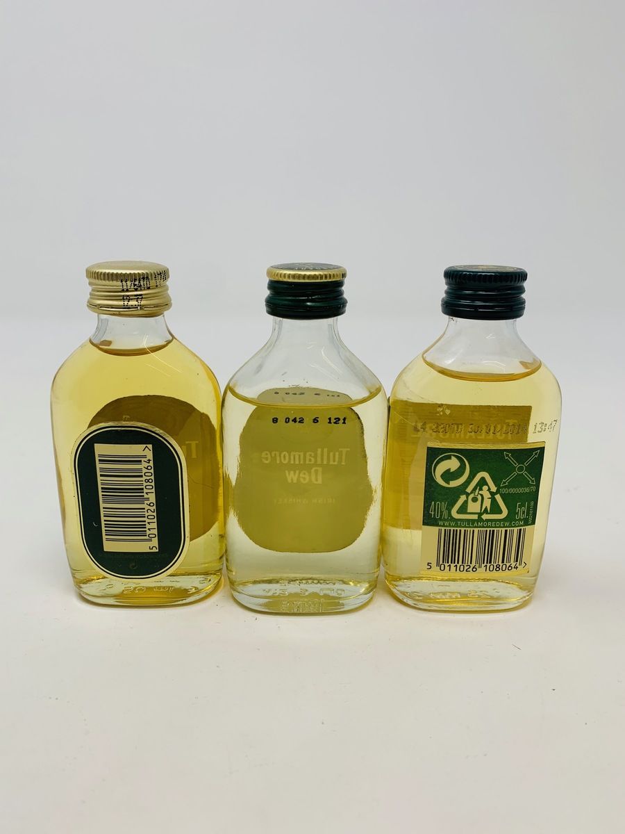 3 X TULLAMORE DEW MINIATURES (FLATS)