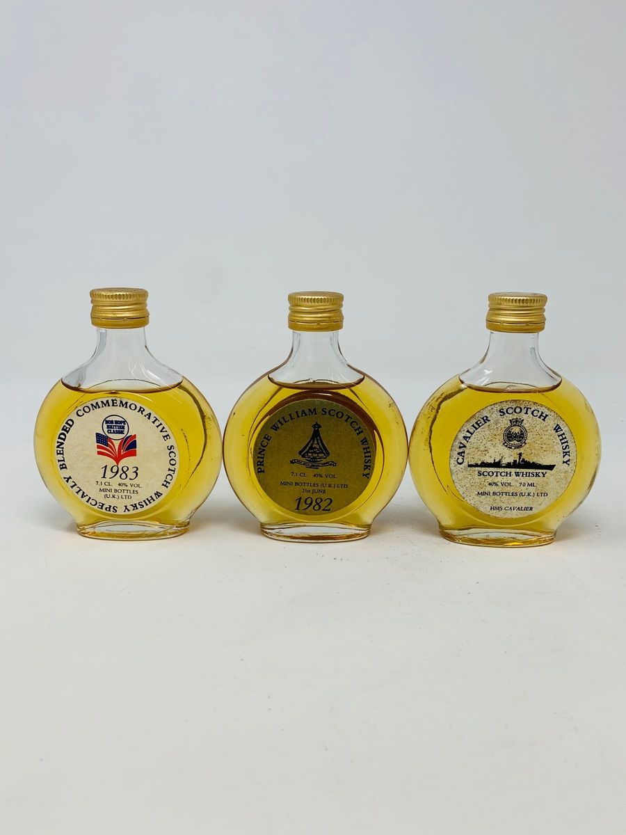 3 X WHISKY MINIATURES (ROUNDS)