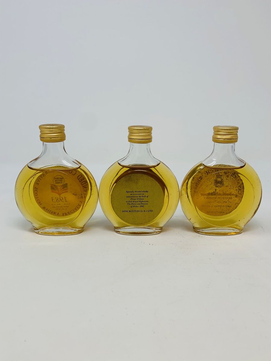 3 X WHISKY MINIATURES (ROUNDS)