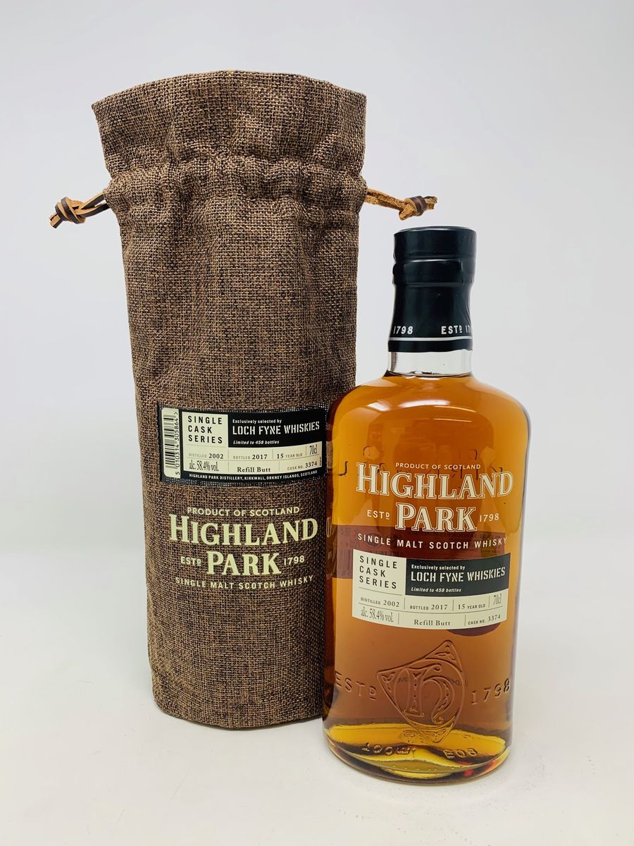 HIGHLAND PARK 15 YEAR OLD SINGLE CASK SERIES LOCH FYNE WHISKIES