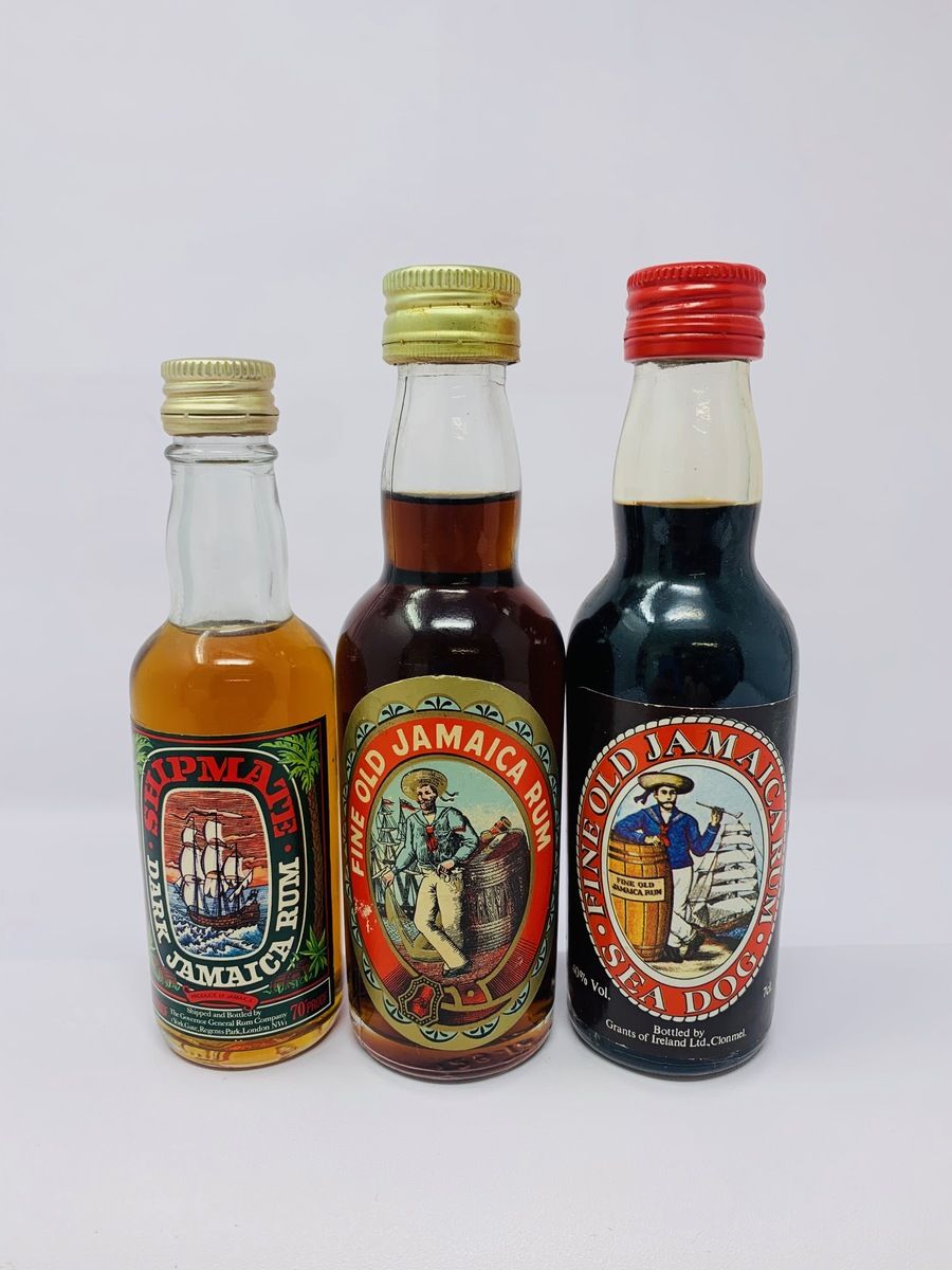 3 X OLD JAMAICA RUMS MINIATURES 2 X 7CL 1 X 5CL