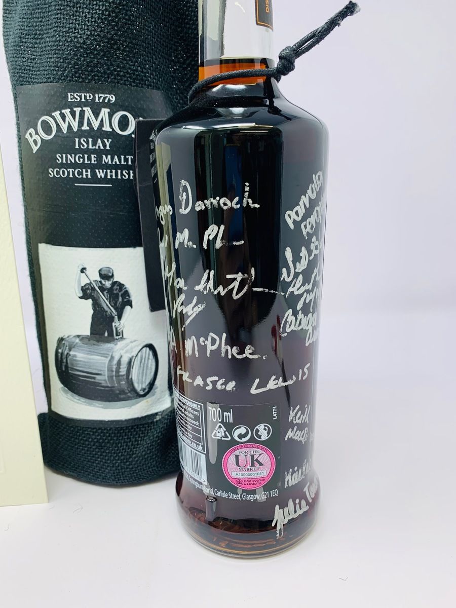 BOWMORE HAND FILLED 17 YEAR OLD #2495 OLOROSSO SHERRY CASK - SIGNED FUND RAISING BOTTLE 