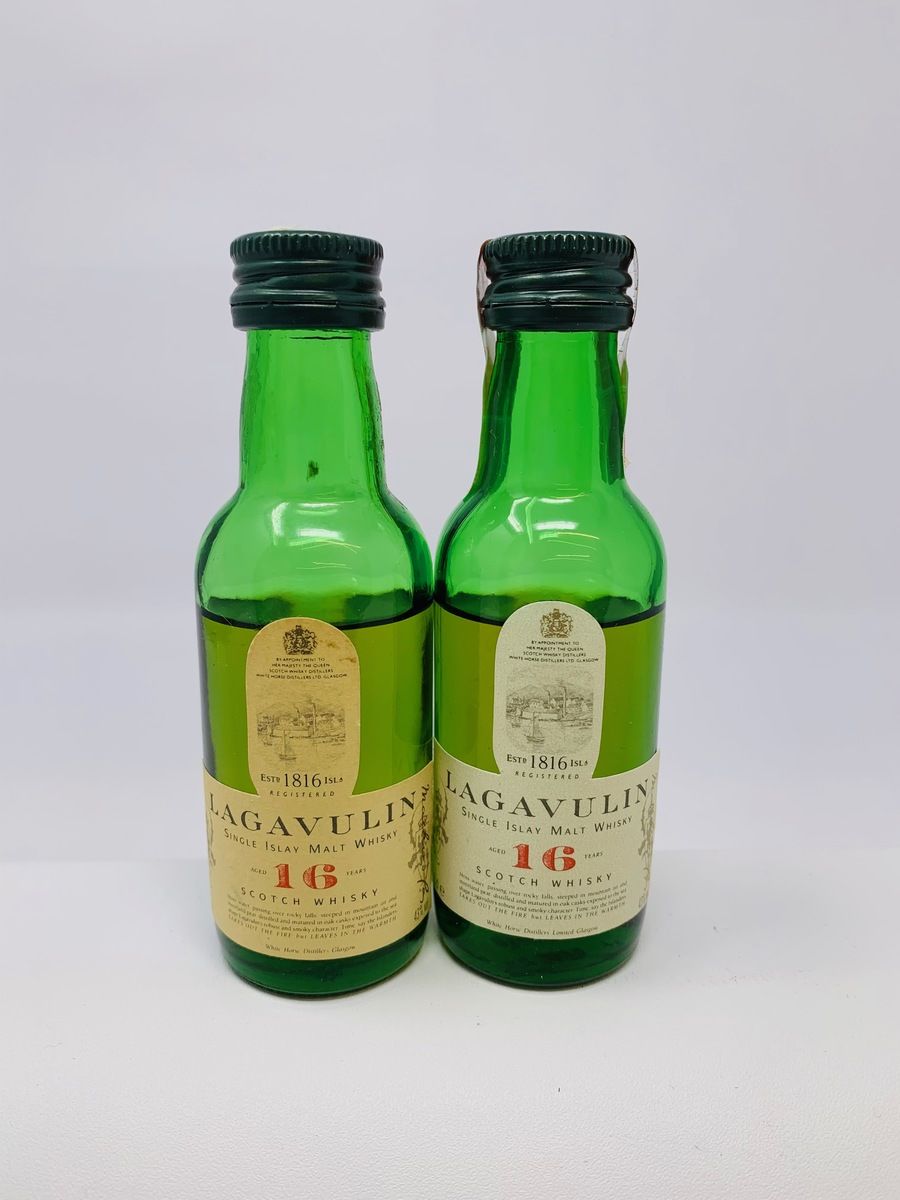 2 X LAGAVULIN 16 YEAR OLD WHITE HORSE MINIATURES