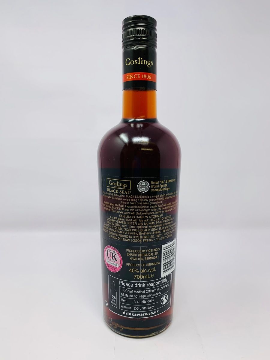 GOSLINGS BLACK SEAL 80 PROOF BERMUDA BLACK RUM
