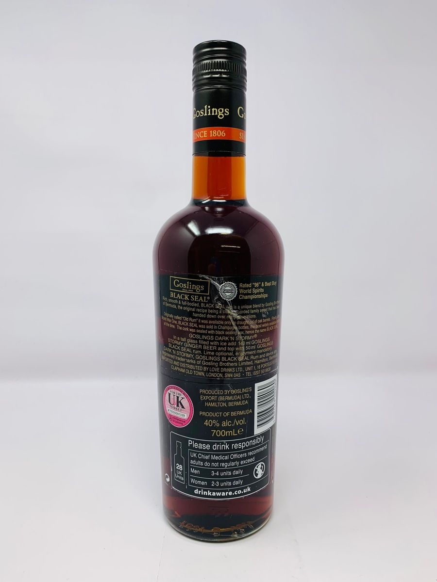 GOSLINGS BLACK SEAL 80 PROOF BERMUDA BLACK RUM