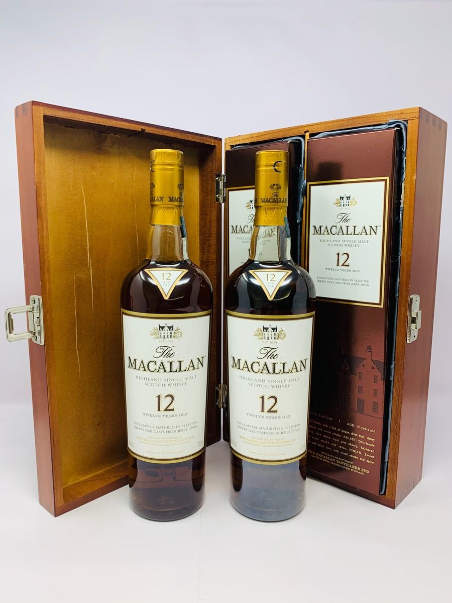 2 X MACALLAN 12 YEAR OLD SHERRY OAK'S WITH WOODEN CASE