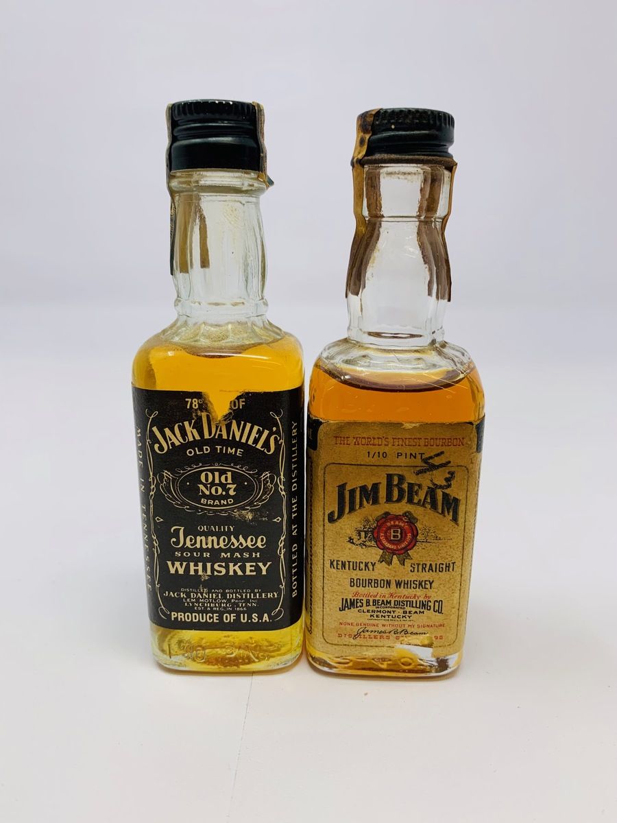 JACK DANIELS 1977 OLD NO 7 & JIM BEAM MINIATURES 