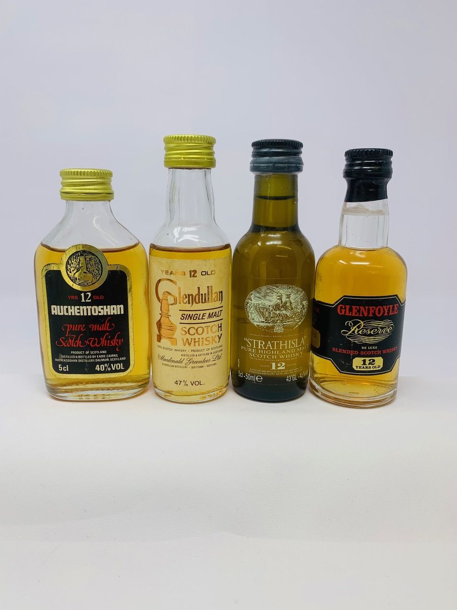 4 X 12 YEAR OLD WHISKY MINIATURES