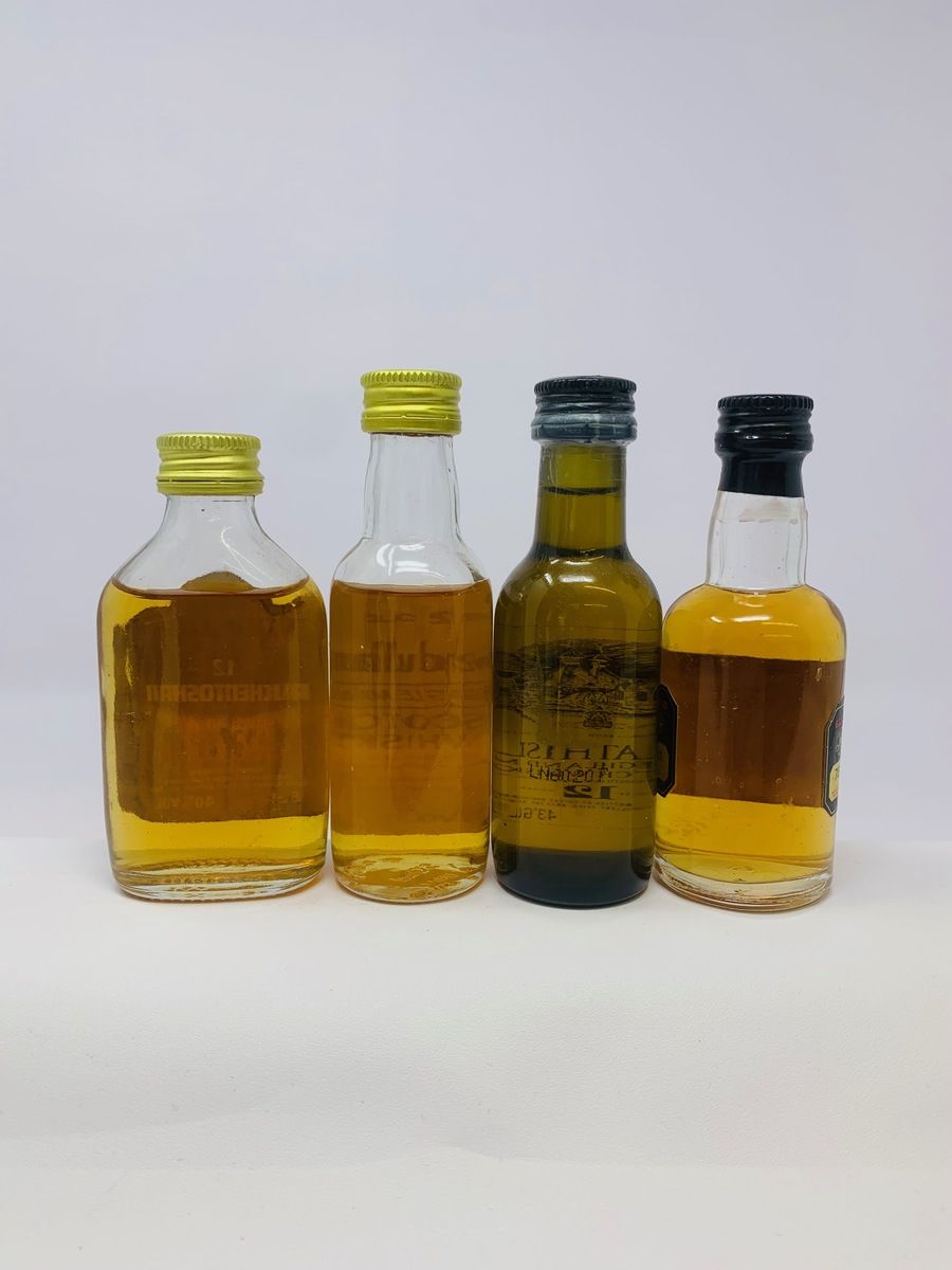 4 X 12 YEAR OLD WHISKY MINIATURES