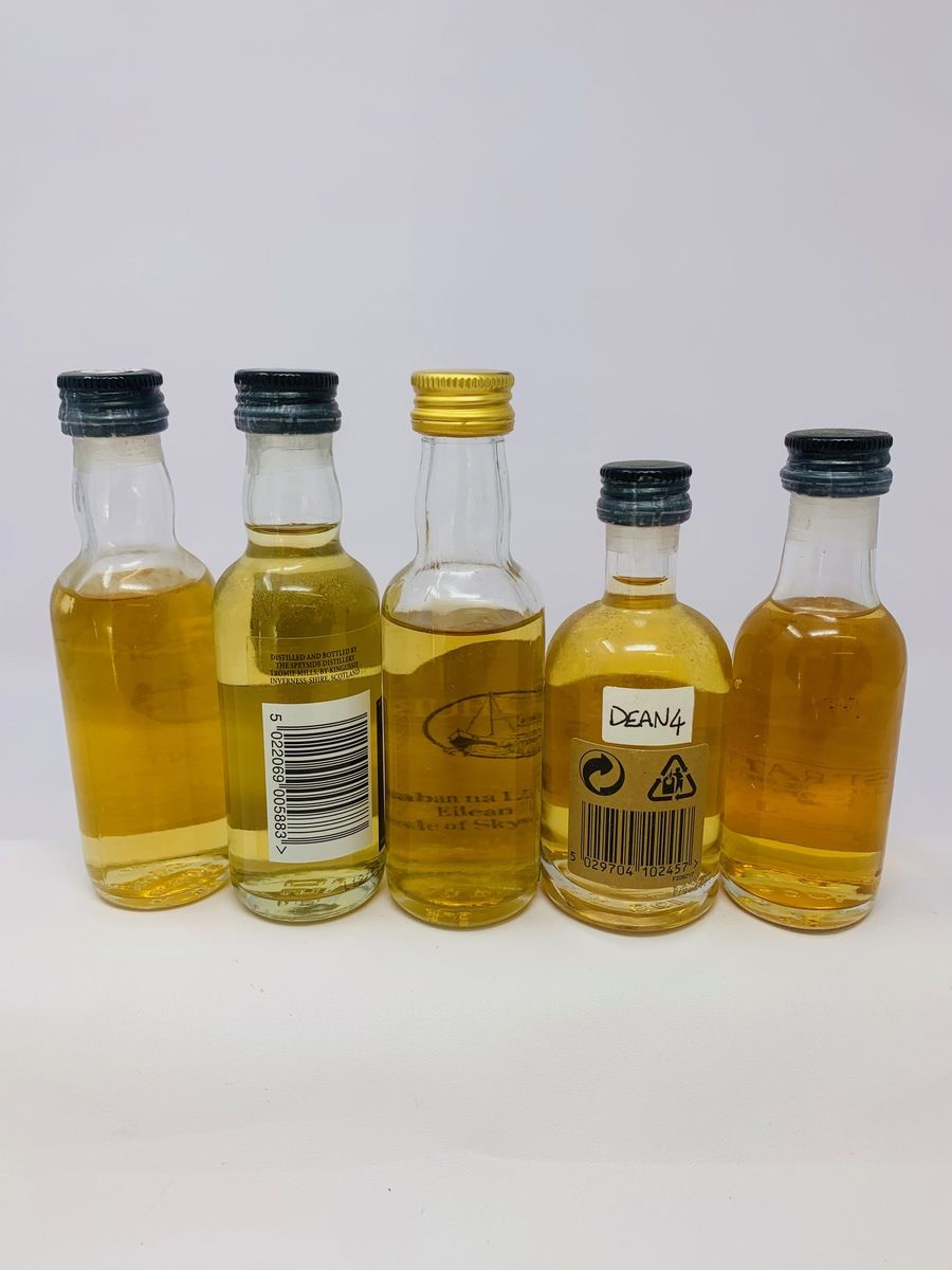 5 X 12 YEAR OLD WHISKY MINIATURES 