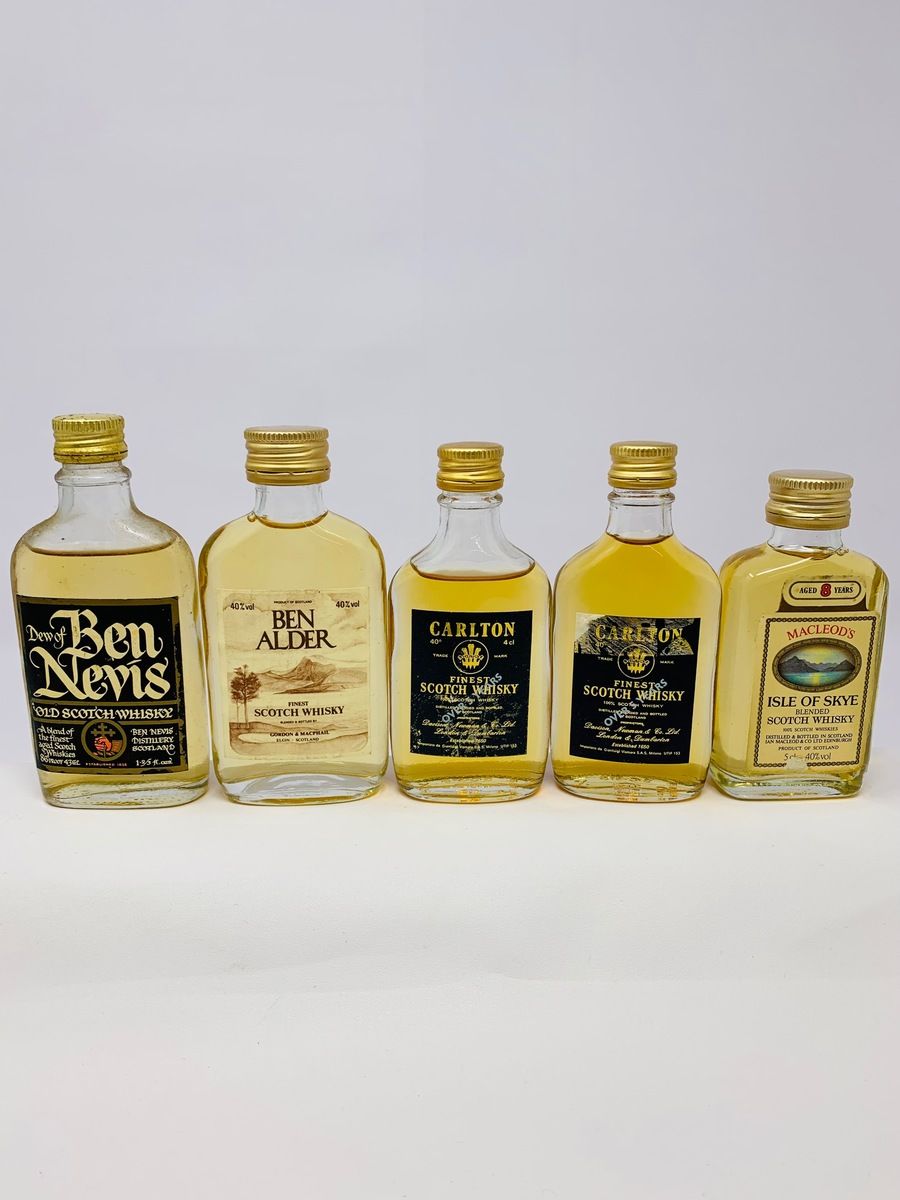 5 X WHISKY MINIATURES (FLATS)