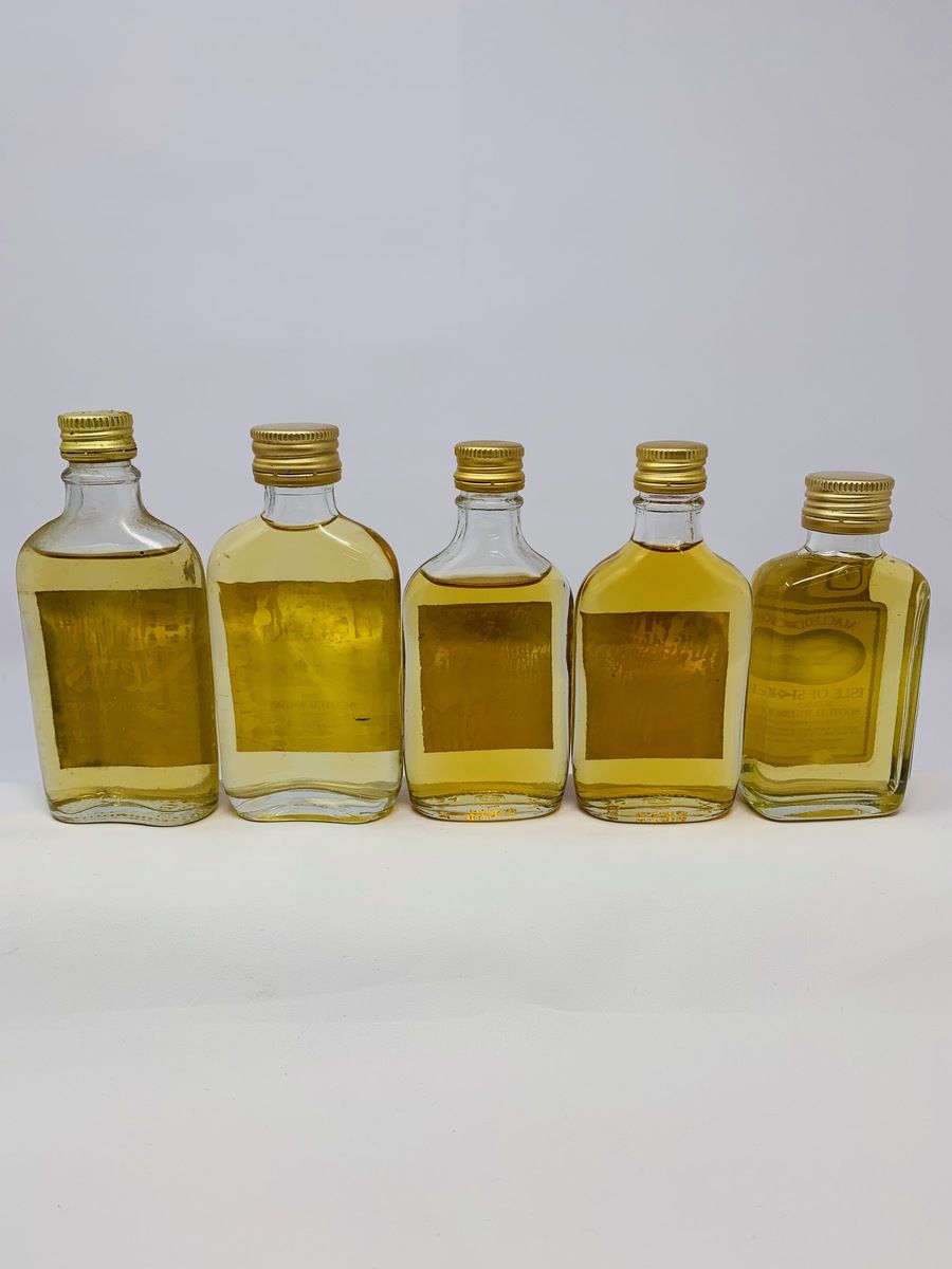 5 X WHISKY MINIATURES (FLATS)