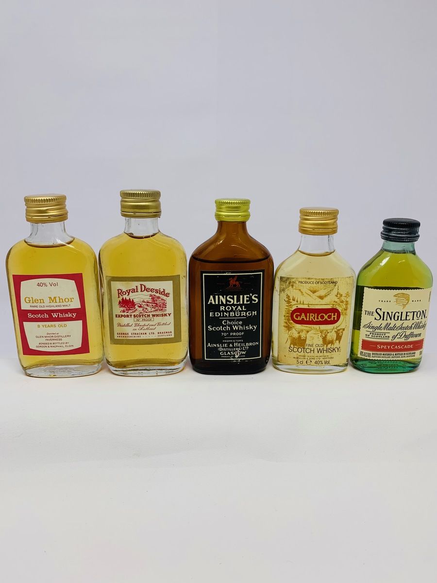 5 X WHISKY MINIATURES (FLATS)