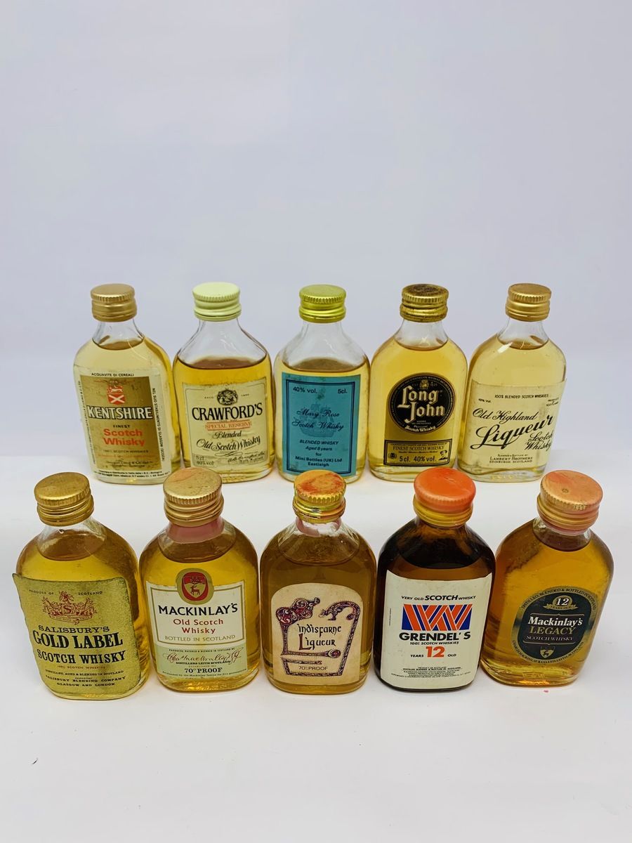 10 X WHISKY MINIATURES (FLATS)