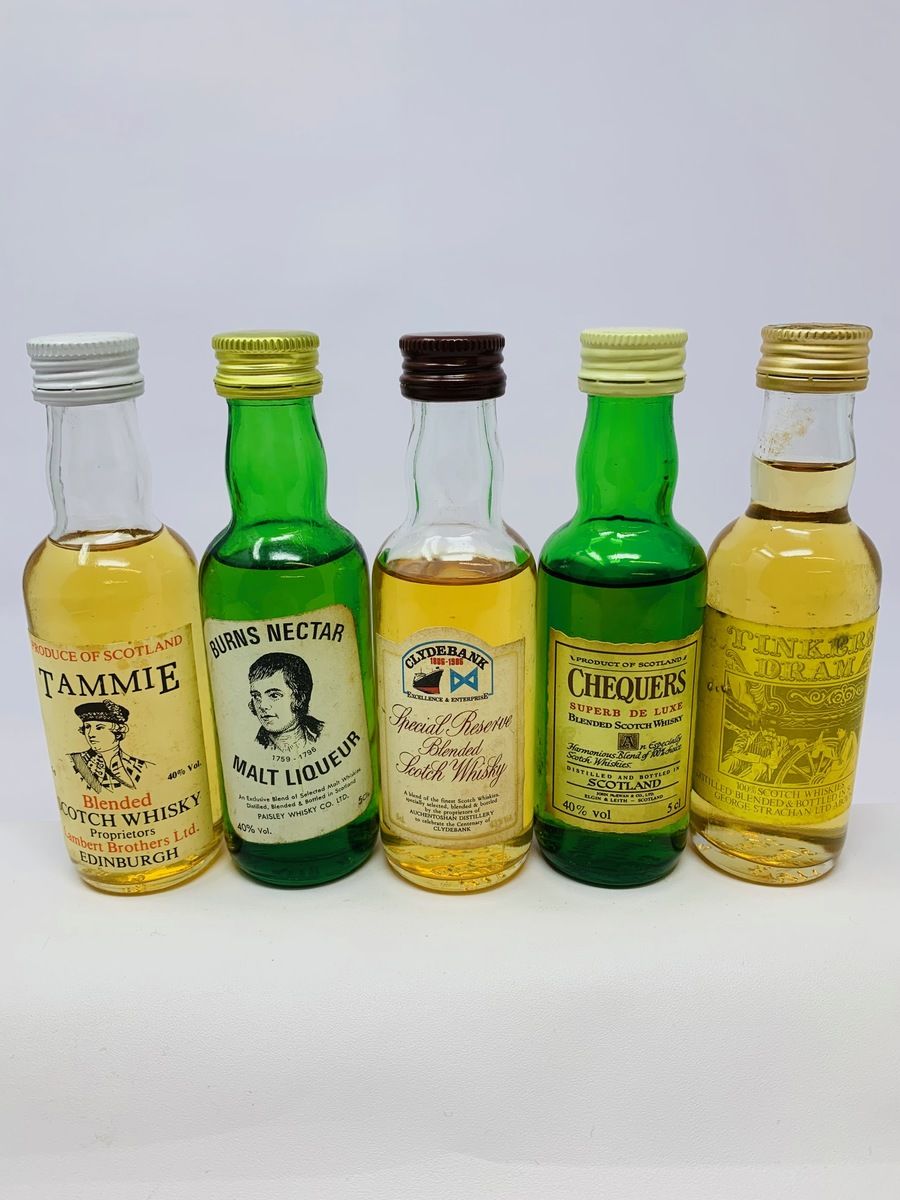 5 X WHISKY MINIATURES 
