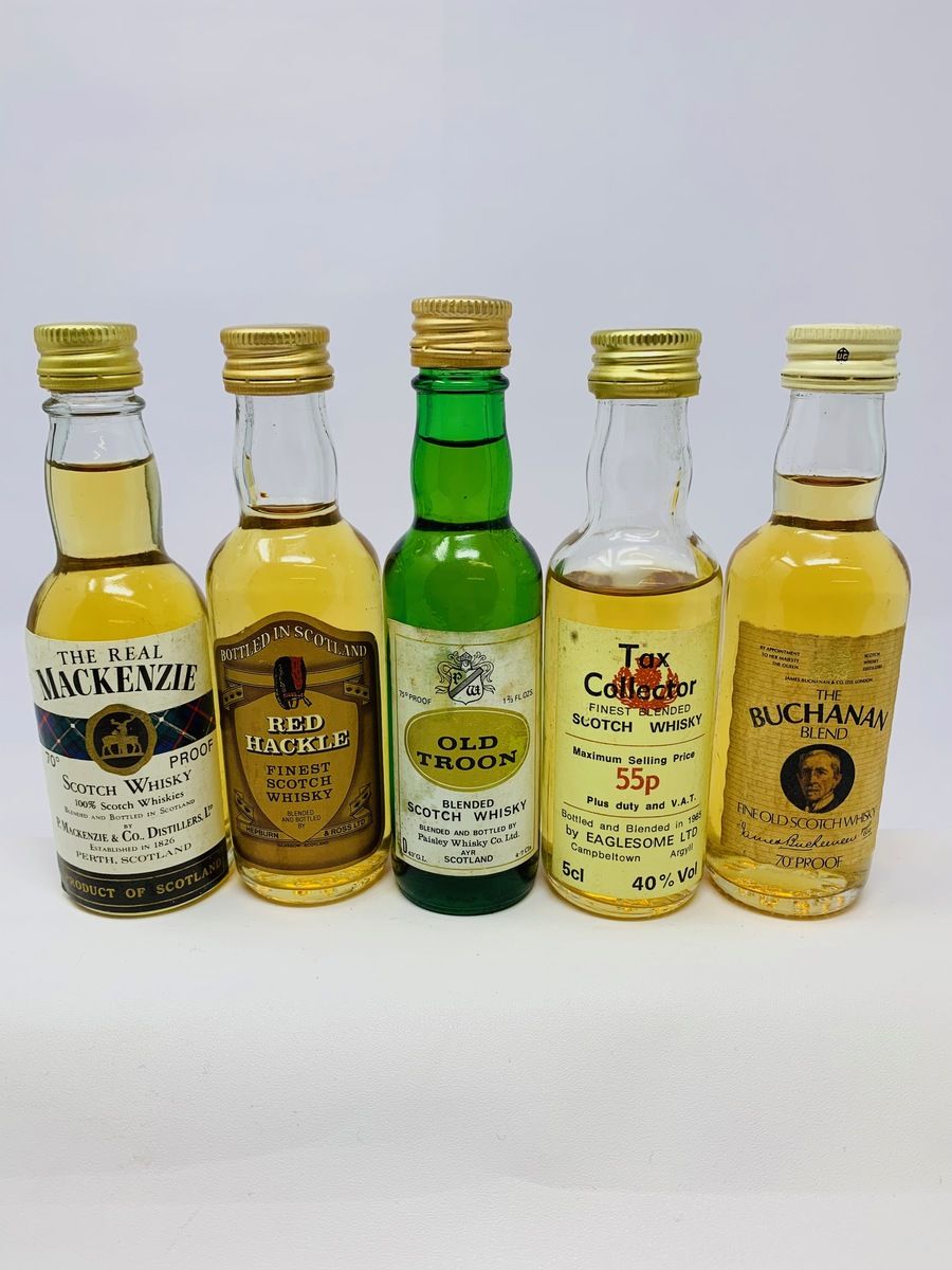 5 X WHISKY MINIATURES 