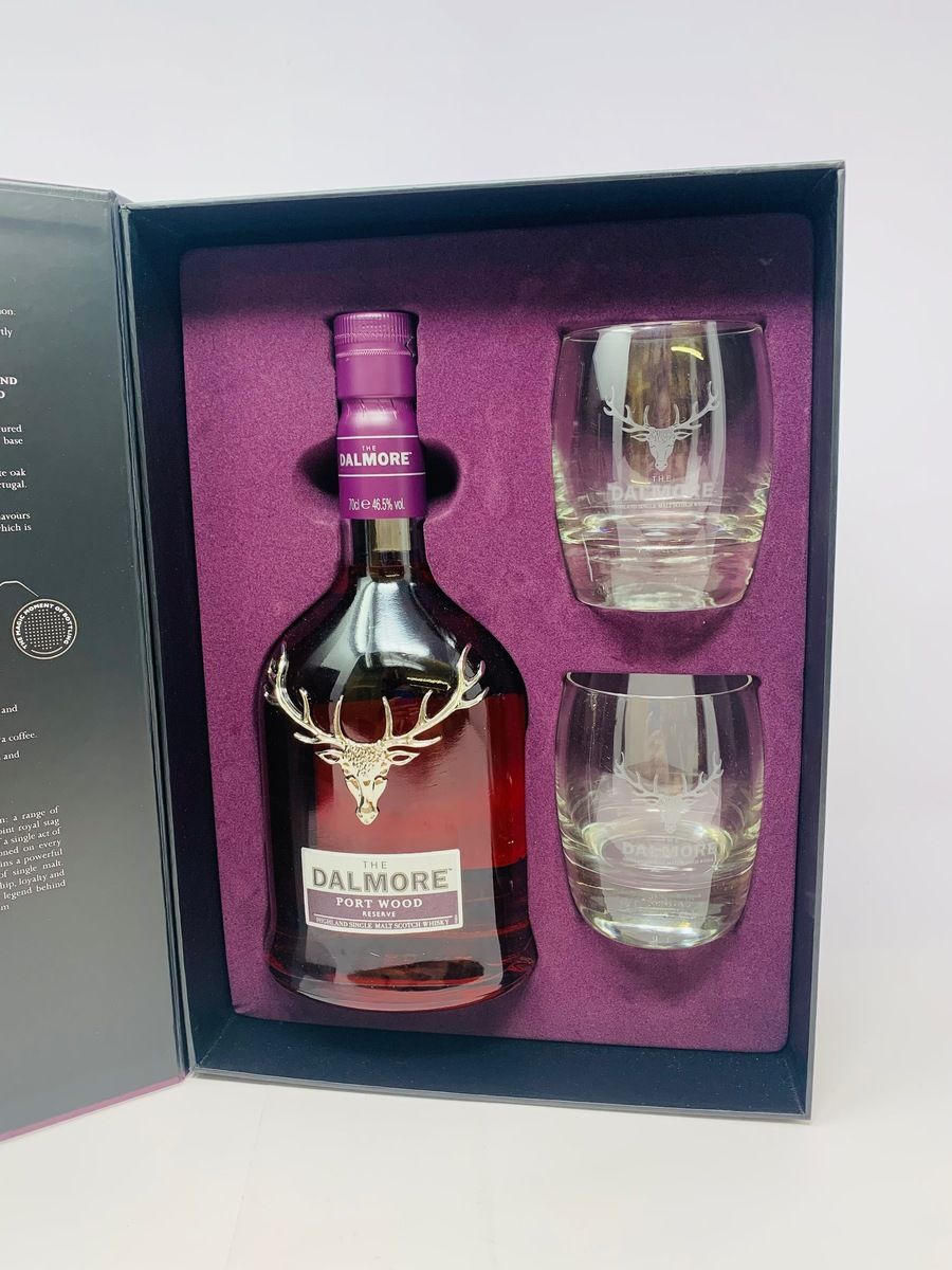 THE DALMORE PORT WOOD RESERVE PACK WITH GLASSES 