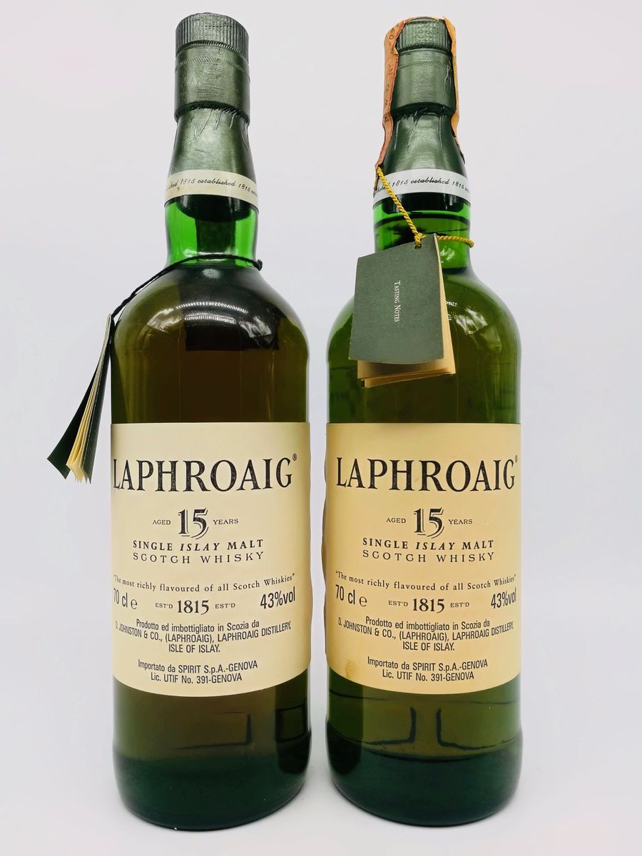 2 x LAPHROAIG 15 YEAR OLD 1990'S PRE ROYAL WARRANT