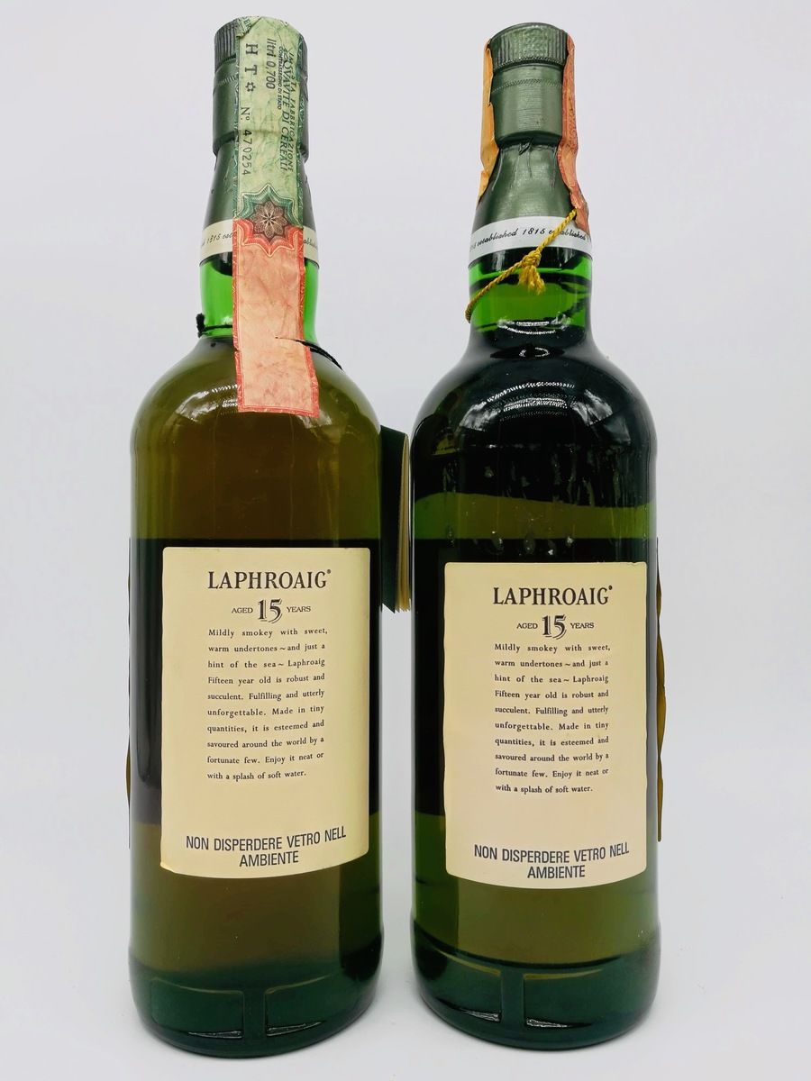 2 x LAPHROAIG 15 YEAR OLD 1990'S PRE ROYAL WARRANT