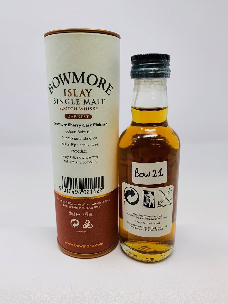 BOWMORE DARKEST 15 YEAR OLD MINIATURE (TUBE)