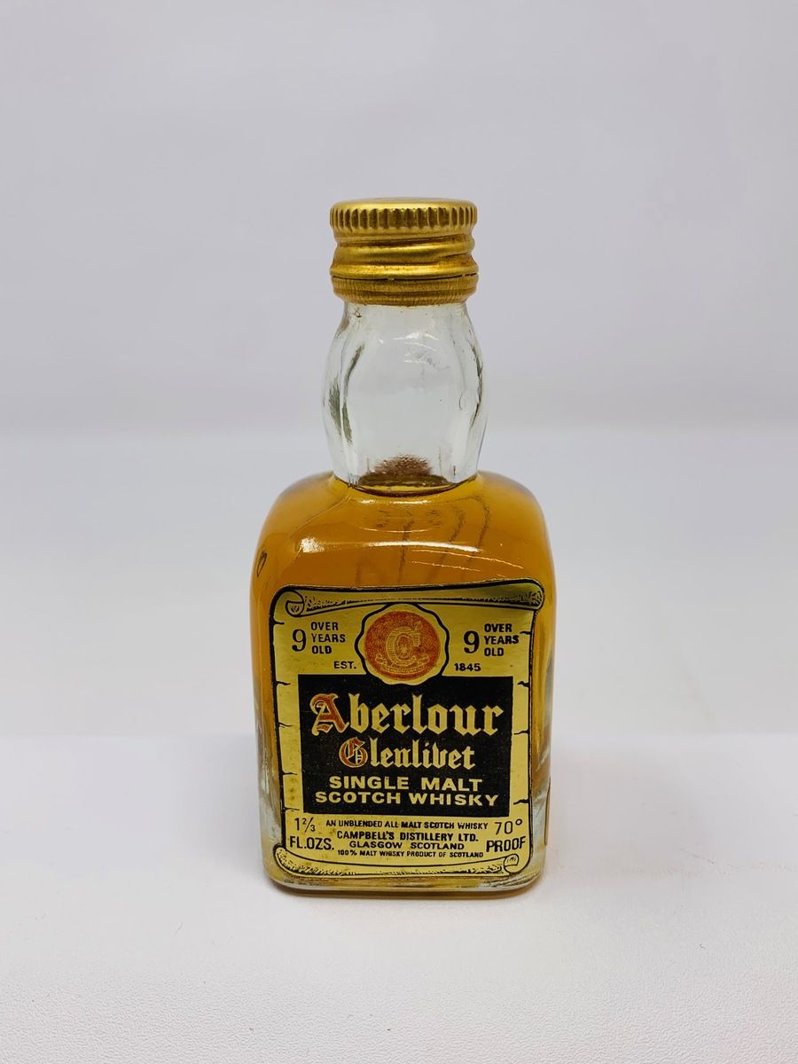 ABERLOUR GLENLIVET 1970'S 1 2/3 FLOZS WHISKY MINIATURE 9 YO