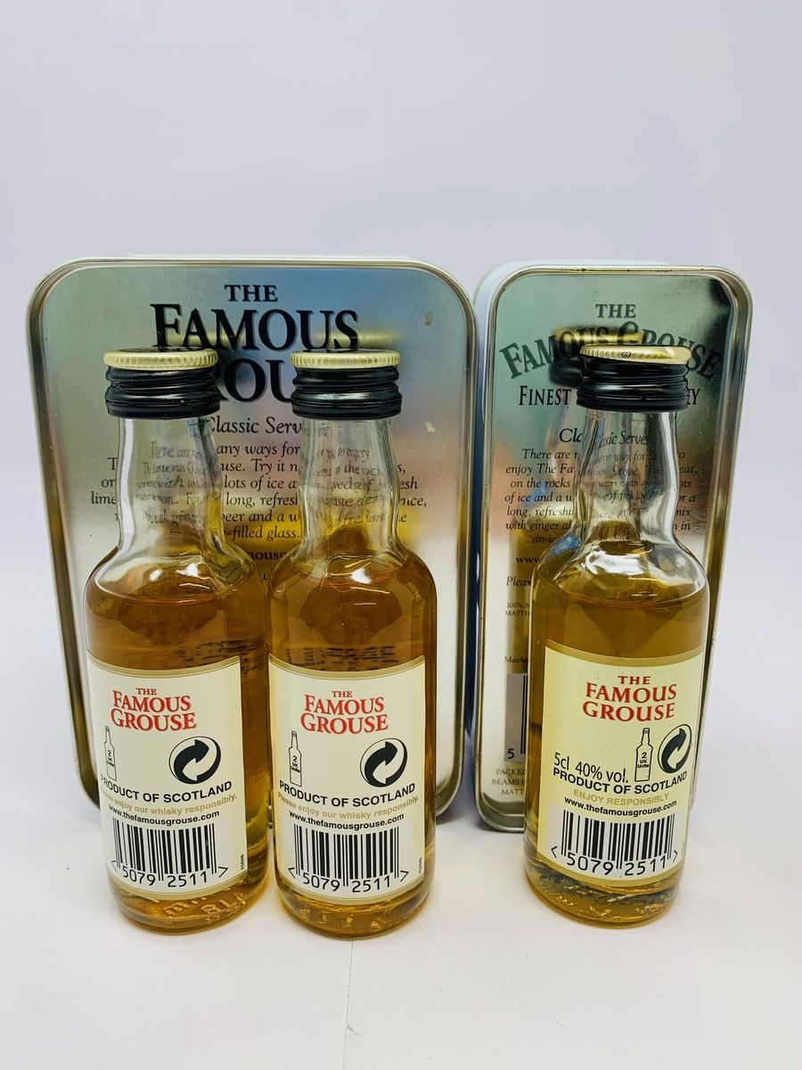 FAMOUS GROUSE WHISKY MINIATURES WITH TINS
