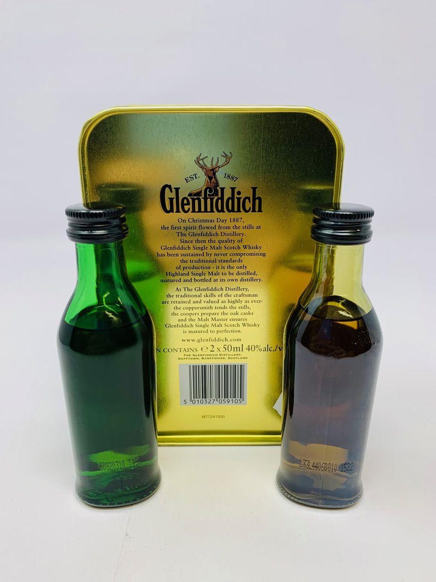 GLENFIDDICH 12 & 15 YEAR OLD MINIATURES WITH TIN