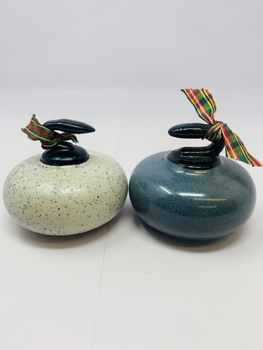 2 X  BENEAGLES CURLING STONE MINIATURES 