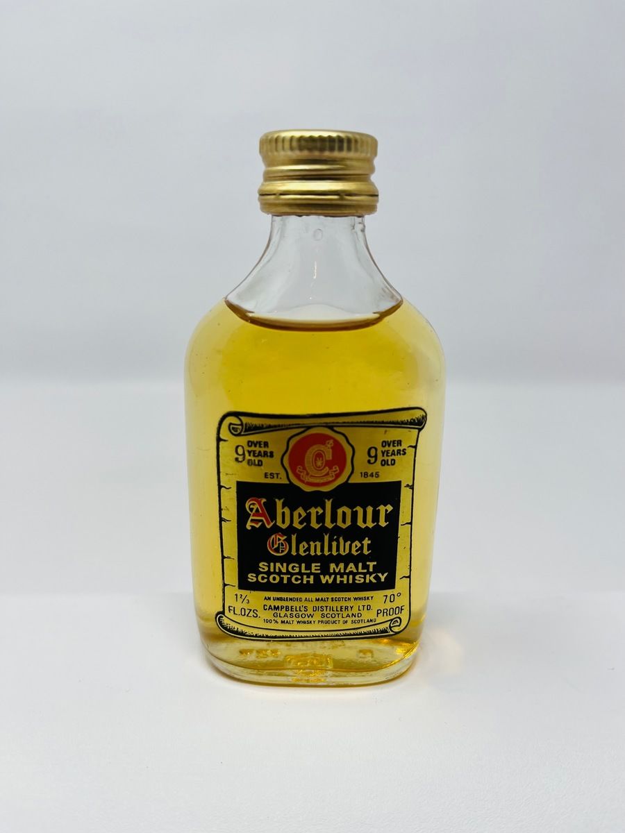 ABERLOUR GLENLIVET 1970'S 1 2/3 FLOZS WHISKY MINIATURE 9 YO