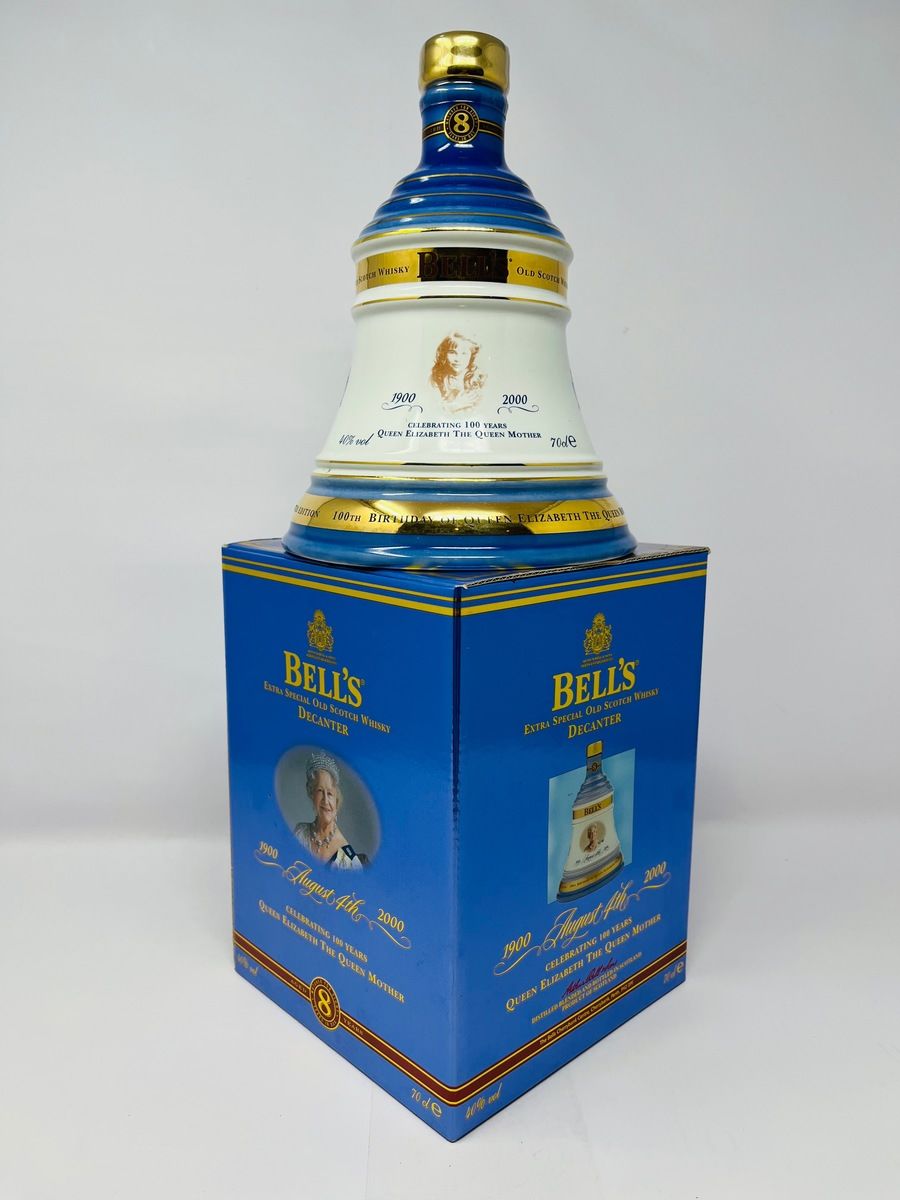 BELLS DECANTER "CELEBRATING THE 100TH BIRTHDAY QUEEN ELIZABETH THE QUEEN MOTHER"