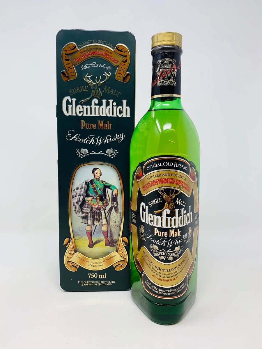 GLENFIDDICH PURE MALT 1980'S CLAN MACPHERSON TIN