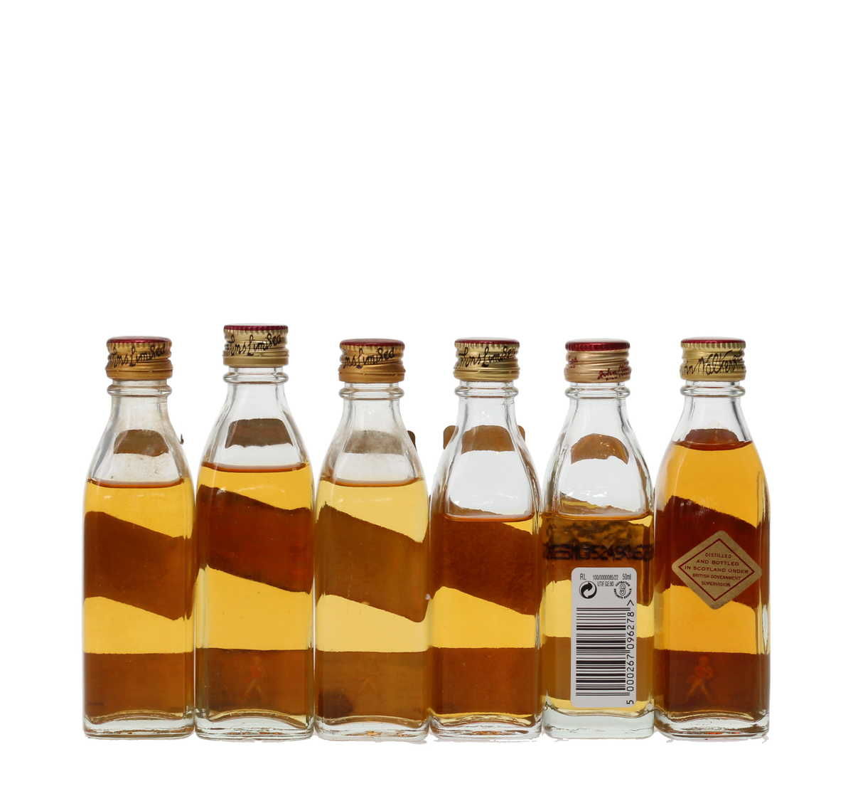 6 X  JOHNNIE WALKER RED LABEL WHISKY MINIATURES 