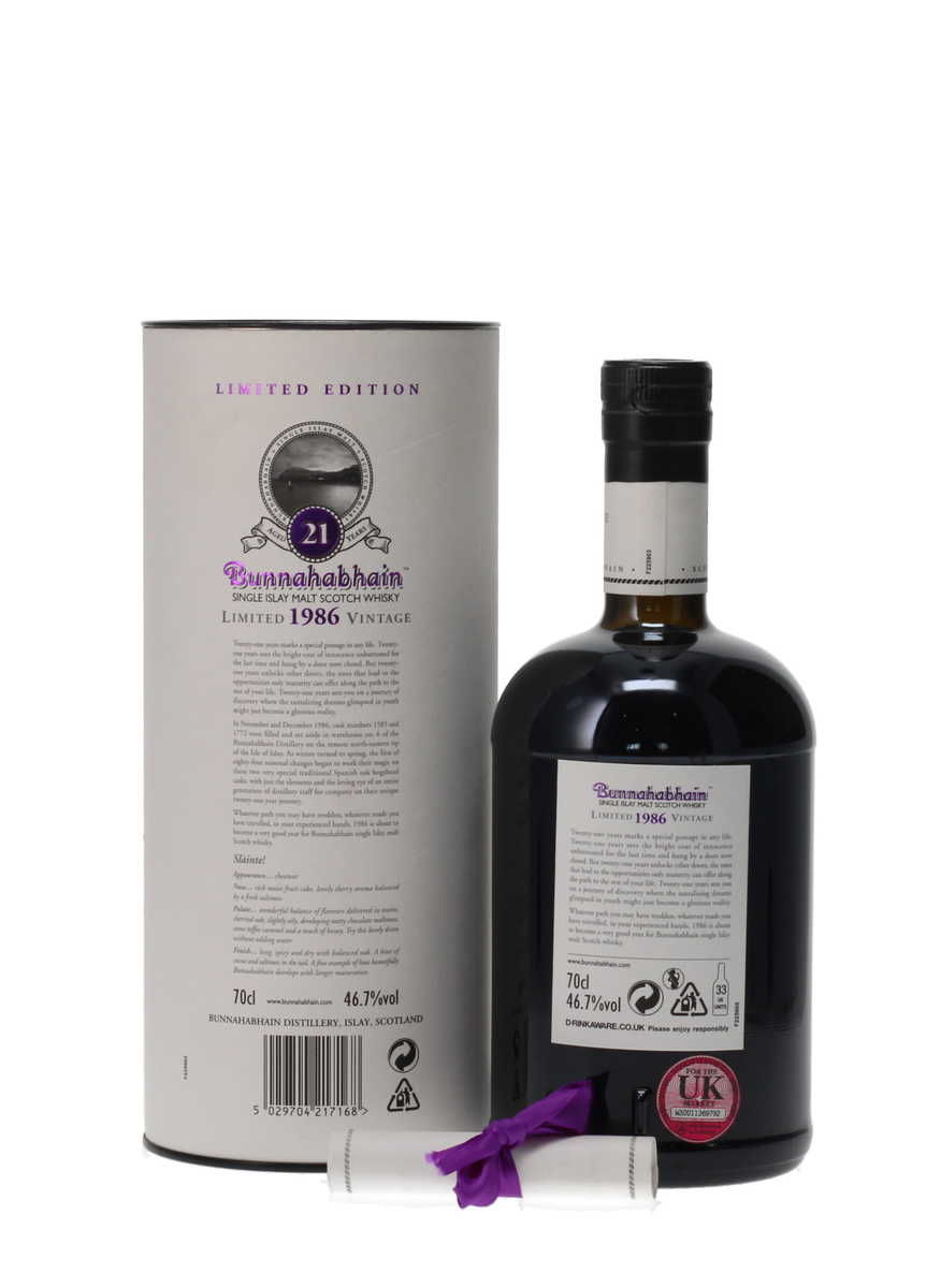 BUNNAHABHAIN 1986 21 YEAR OLD LIMITED VINTAGE 