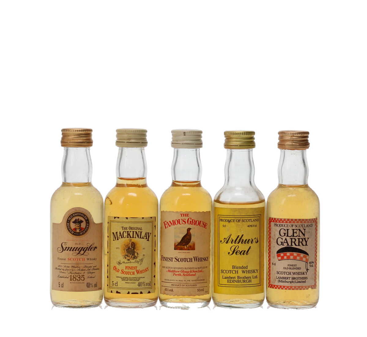 5 X WHISKY MINIATURES 