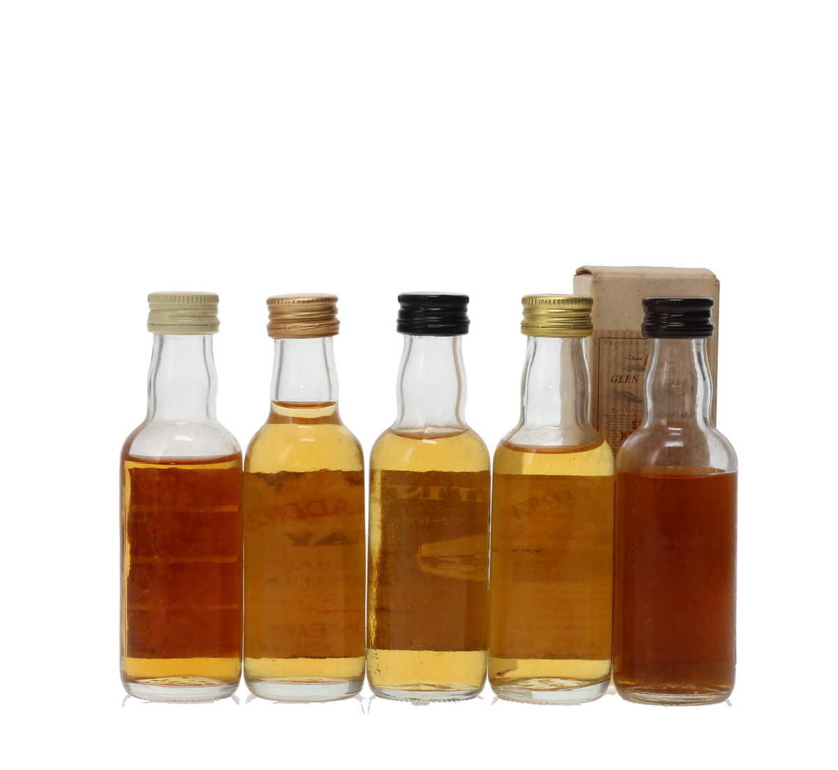 5 X 10 YEAR OLD WHISKY MINIATURES 