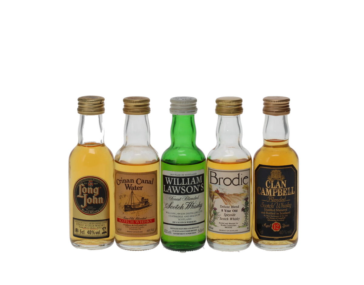 5 X WHISKY MINIATURES 