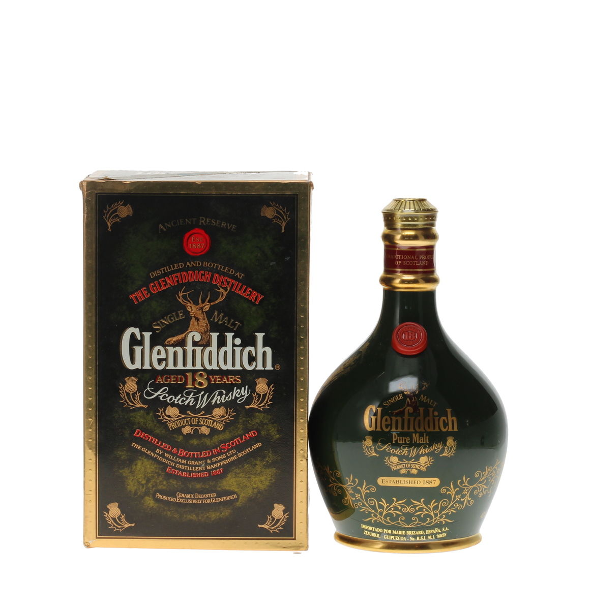 GLENFIDDICH 18 YEAR OLD ANCIENT RESERVE SPODE CERAMIC DECANTER