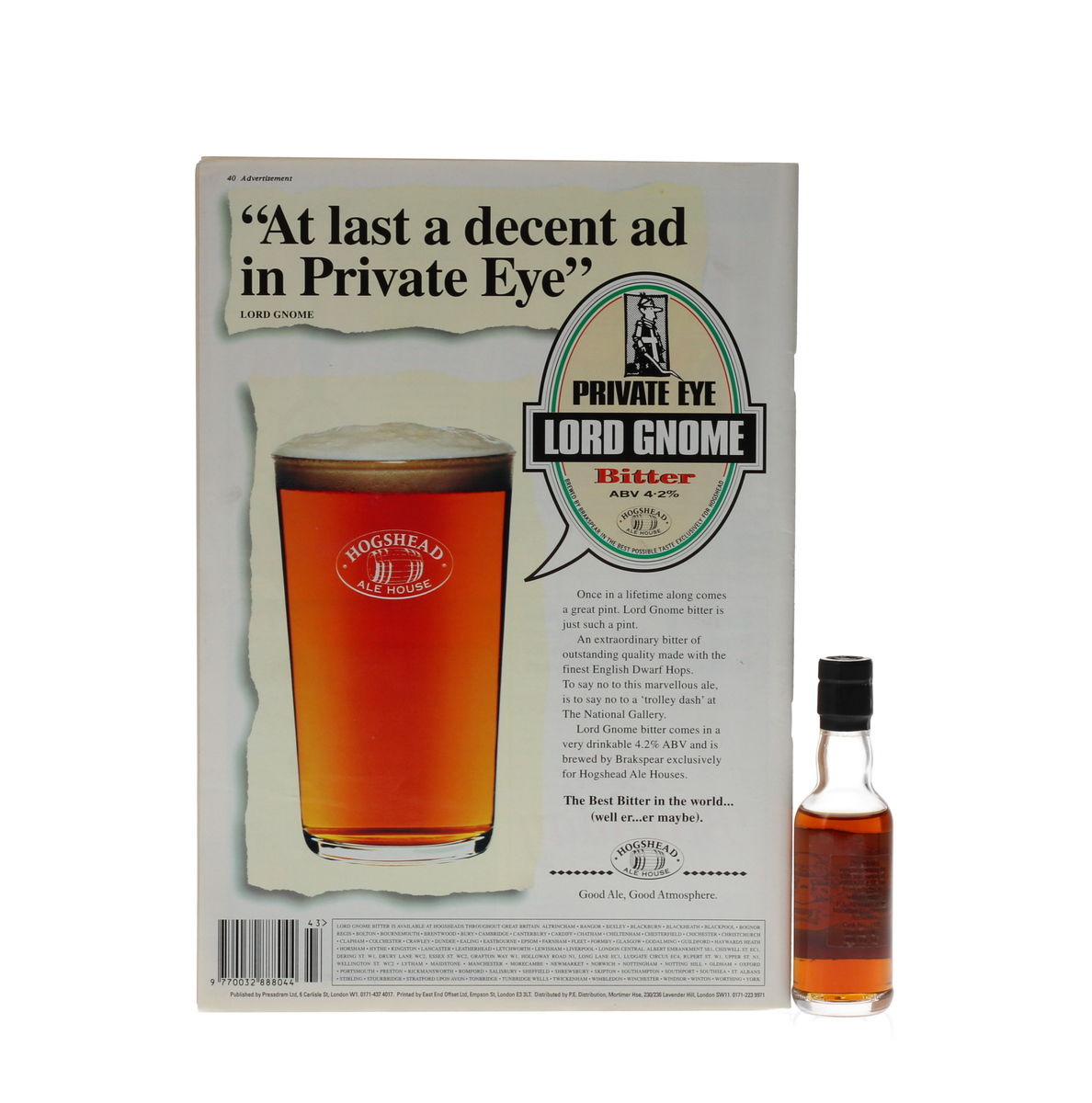 MACALLAN PRIVATE EYE MINIATURE & 35TH ANNIVERSARY EDITION OF PRIVATE EYE MAGAZINE