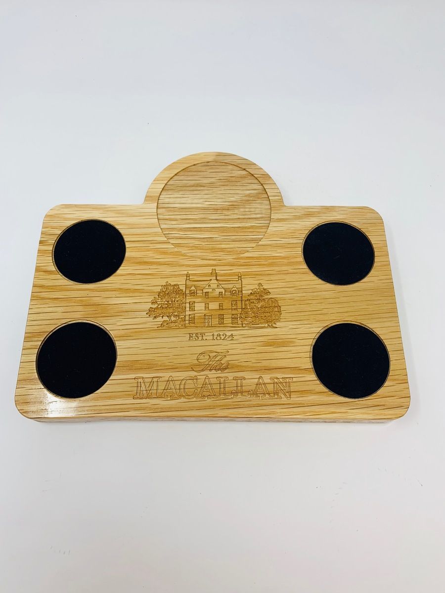 WOODEN CARVED MACALLAN SERVING TRAY 